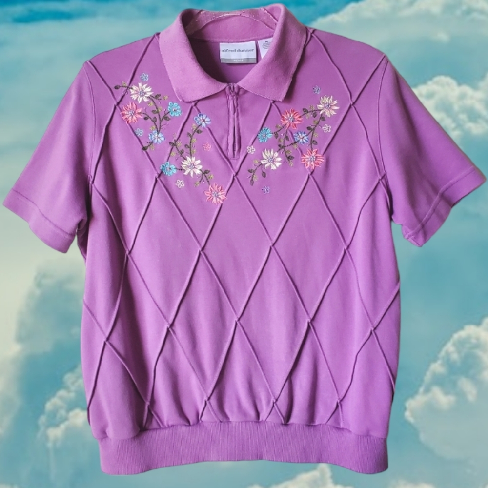 💐90's Embroidered Floral Zip Top💐